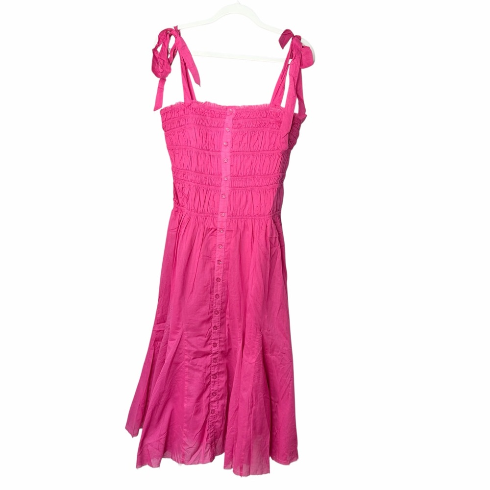 NWT Summer Pink Adjustable Straps Smocked Midi Dress, various sizes - Picture 4 of 12